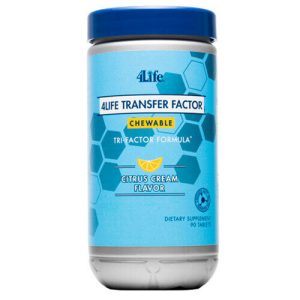4Life Transfer Factor Chewable Tri-Factor Formula kramtomųjų tablečių pakuotė imuninės sistemos sričiai